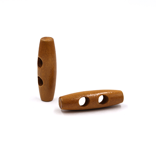 20692 Sullivans 40mm Wooden Toogle Button With Two Holes With Two Holes - Tan Wood - 16 In A Tube