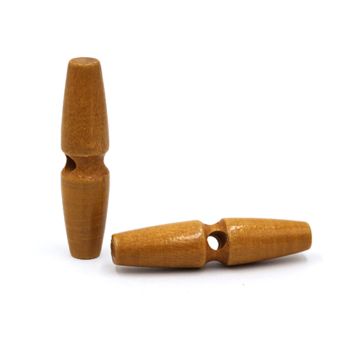 20695 Sullivans 60mm Wooden Toogle Button With Two Holes - Tan Wood - 9 In A Tube