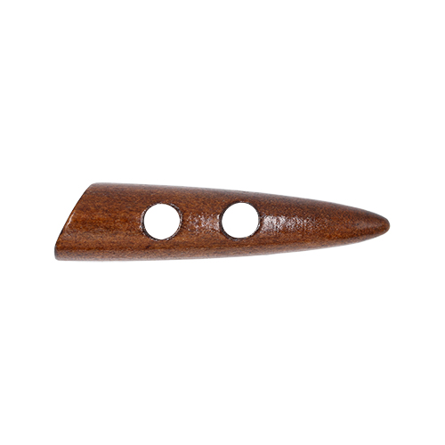 20699 Sullivans 60mm Wooden Toogle Button With Two Holes With Point - Dark Wood - 9 In A Tube