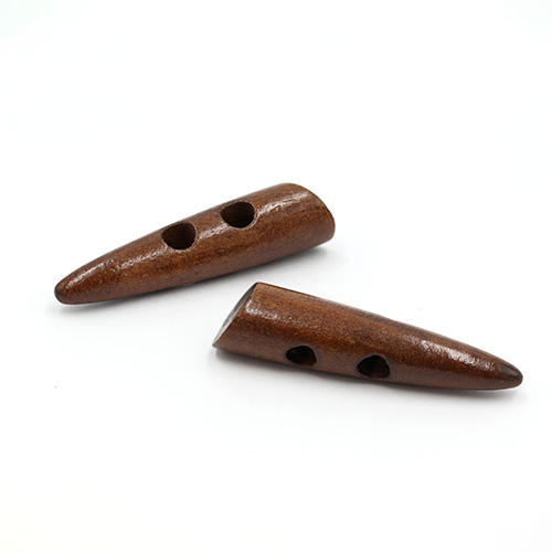 20699 Sullivans 60mm Wooden Toogle Button With Two Holes With Point - Dark Wood - 9 In A Tube