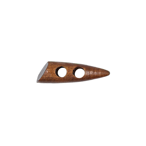 20700 Sullivans 40mm Wooden Toogle Button With Two Holes With Point - Dark Wood - 16 In A Tube