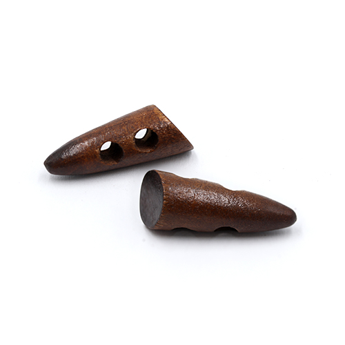 20702 Sullivans 30mm Wooden Toogle Button With Two Holes With Point - Dark Wood - 20 In A Tube