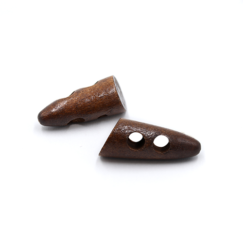 20703 Sullivans 25mm Wooden Toogle Button With Two Holes With Point - Dark Wood - 24 In A Tube