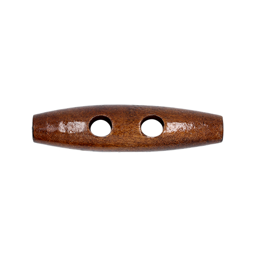 20704 Sullivans 60mm Wooden Toogle Button With Two Holes - Dark Wood - 9 In A Tube