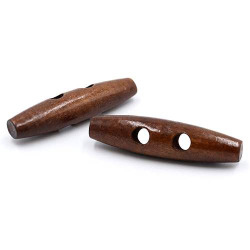 20704 Sullivans 60mm Wooden Toogle Button With Two Holes - Dark Wood - 9 In A Tube