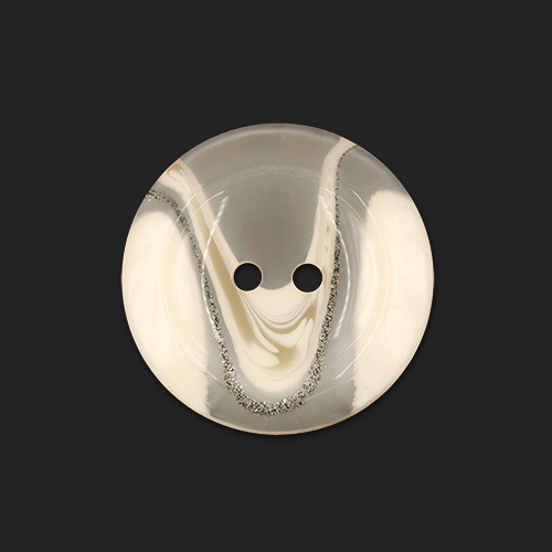 20728 Sullivans 44mm Round Plastic Button With Two Holes - Pattern Through Middle - Bonelet - 32 In A Tube