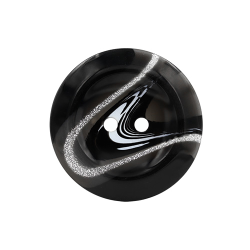 20734 Sullivans 50mm Round Plastic Button With Two Holes -pattern Through Middle - Black - 32 In A Tube