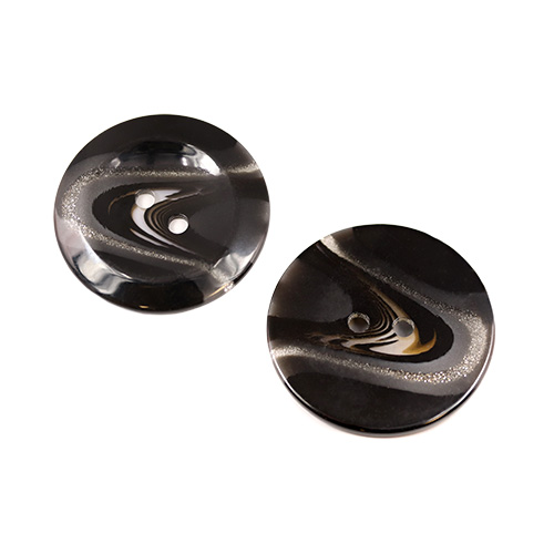 20734 Sullivans 50mm Round Plastic Button With Two Holes -pattern Through Middle - Black - 32 In A Tube