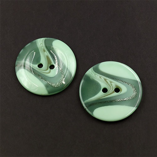 20738 Sullivans 50mm Round Plastic Button With Two Holes -pattern Through Middle - Menthol - 32 In A Tube