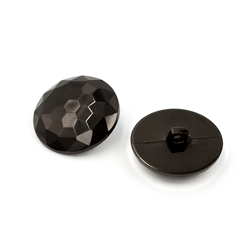 20758 Sullivans 30mm Round Plastic Shank Button - Diamond Cut - Black - 25 In A Tube 