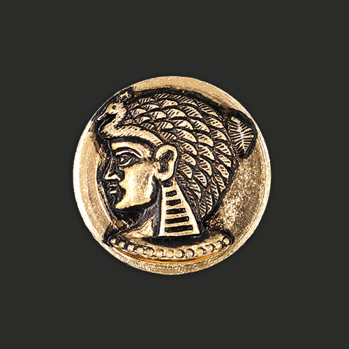 20855 Sullivans 19mm Round Metal Shank Button With Egyptian Pharoah - Gold - 22 In A Tube 