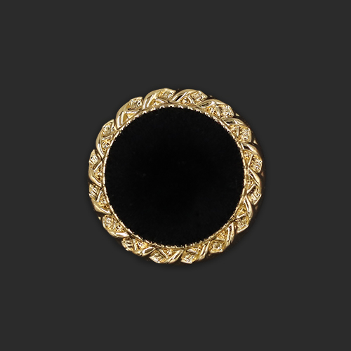 20859 Sullivans 15mm Round Plastic Shank Button - Black Velvet Centre With Gold Border - 24 In A Tube 