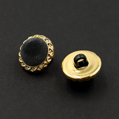 20859 Sullivans 15mm Round Plastic Shank Button - Black Velvet Centre With Gold Border - 24 In A Tube 