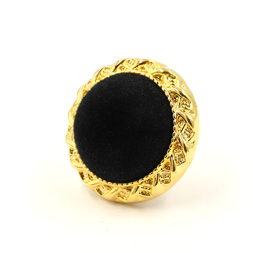 20860 Sullivans 21mm Round Plastic Shank Button - Black Velvet Centre With Gold Border - 16 In A Tube 