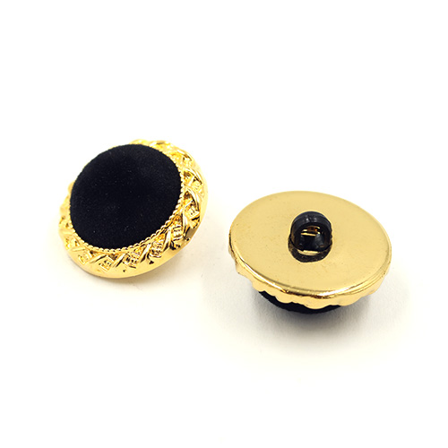 20860 Sullivans 21mm Round Plastic Shank Button - Black Velvet Centre With Gold Border - 16 In A Tube 