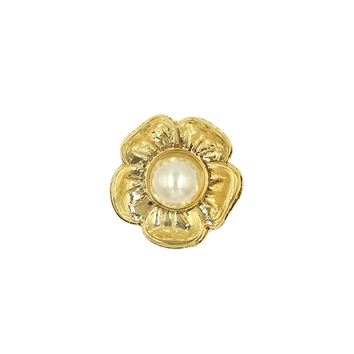 20863 Sullivans 18mm Flower Plastic Shank Button - Pearl Centre With Gold Petals - 31 In A Tube 