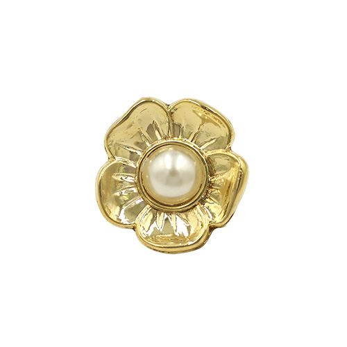 20864 Sullivans 22mm Flower Plastic Shank Button - Pearl Centre With Gold Petals - 25 In A Tube 