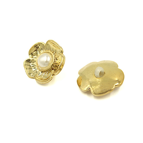 20864 Sullivans 22mm Flower Plastic Shank Button - Pearl Centre With Gold Petals - 25 In A Tube 