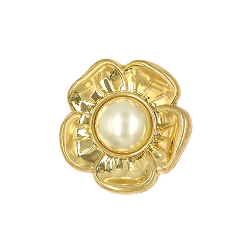 20865 Sullivans 27mm Flower Plastic Shank Button - Pearl Centre With Gold Petals - 21 In A Tube 