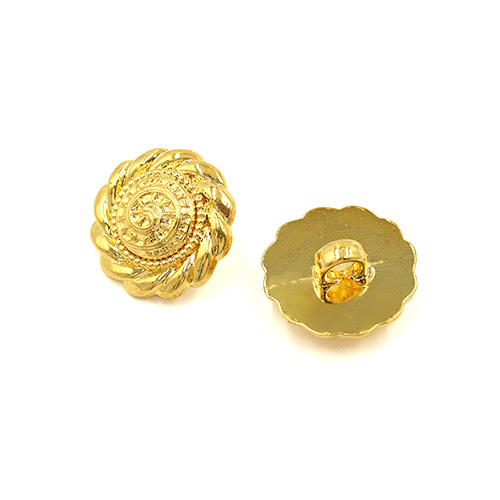 20871 Sullivans 18mm Round Plastic Shank Button - Gold With Trail Pattern From Centre - 29 In A Tube 