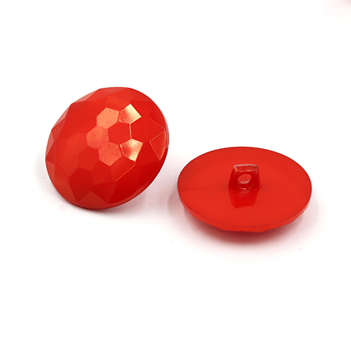 20882 Sullivans 30mm Round Plastic Shank Button - Diamond Cut - Red - 25 In A Tube 