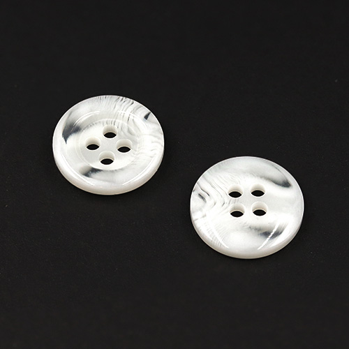 21137 Sullivans 15mm Round Plastic Button With Four Holes  - Raised Rim  - White Two Tone - 72 In A Tube 