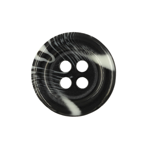 21138 Sullivans 15mm Round Plastic Button With Four Holes  - Raised Rim - Black Two Tone - 72 In A Tube 