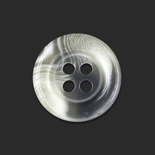 21139 Sullivans 15mm Round Plastic Button With Four Holes  - Raised Rim - Light Grey Two Tone - 72 In A Tu