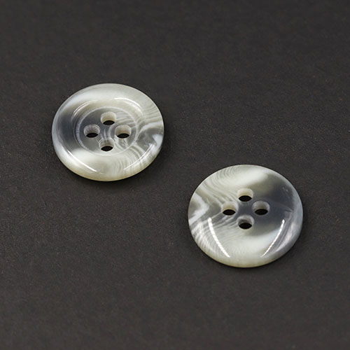 21139 Sullivans 15mm Round Plastic Button With Four Holes  - Raised Rim - Light Grey Two Tone - 72 In A Tu