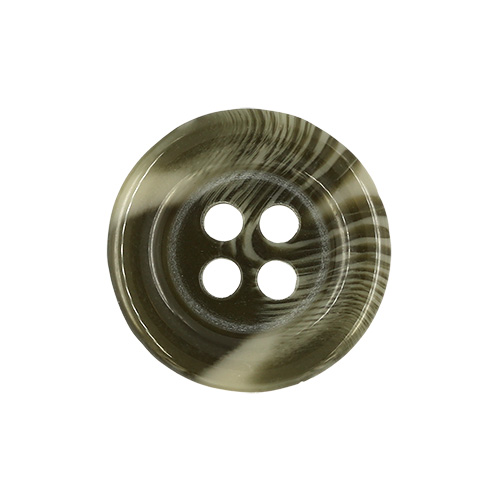 21140 Sullivans 15mm Round Plastic Button With Four Holes  - Raised Rim - Dark Grey Two Tone - 72 In A Tub