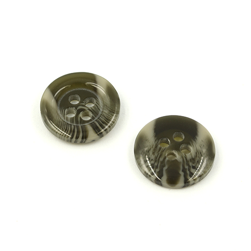 21140 Sullivans 15mm Round Plastic Button With Four Holes  - Raised Rim - Dark Grey Two Tone - 72 In A Tub