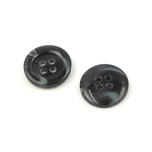 21141 Sullivans 15mm Round Plastic Button With Four Holes  - Raised Rim - Navy Two Tone - 72 In A Tube 