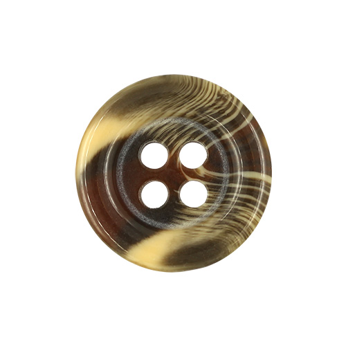 21144 Sullivans 15mm Round Plastic Button With Four Holes  - Raised Rim - Brown Two Tone - 72 In A Tube 