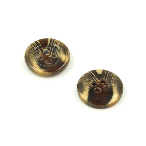 21144 Sullivans 15mm Round Plastic Button With Four Holes  - Raised Rim - Brown Two Tone - 72 In A Tube 