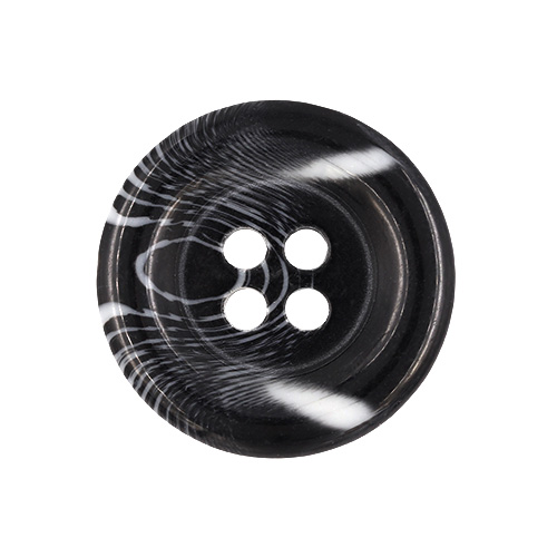 21146 Sullivans 20mm Round Plastic Button With Four Holes  - Raised Rim - Black Two Tone - 42 In A Tube 