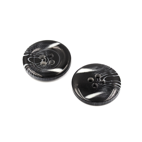 21146 Sullivans 20mm Round Plastic Button With Four Holes  - Raised Rim - Black Two Tone - 42 In A Tube 