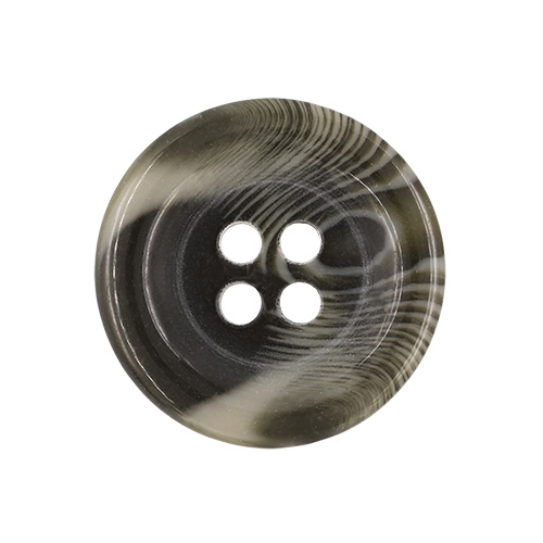 21148 Sullivans 20mm Round Plastic Button With Four Holes  - Raised Rim - Dark Grey Two Tone - 42 In A Tub