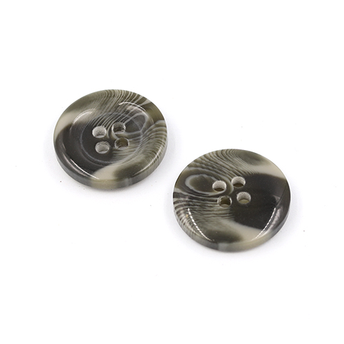 21148 Sullivans 20mm Round Plastic Button With Four Holes  - Raised Rim - Dark Grey Two Tone - 42 In A Tub