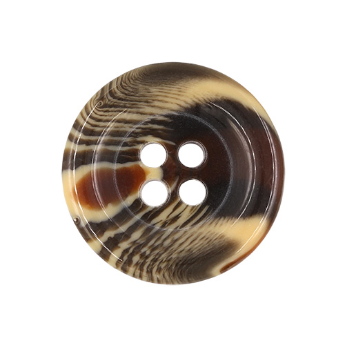 21152 Sullivans 20mm Round Plastic Button With Four Holes  - Raised Rim - Brown Two Tone - 42 In A Tube 