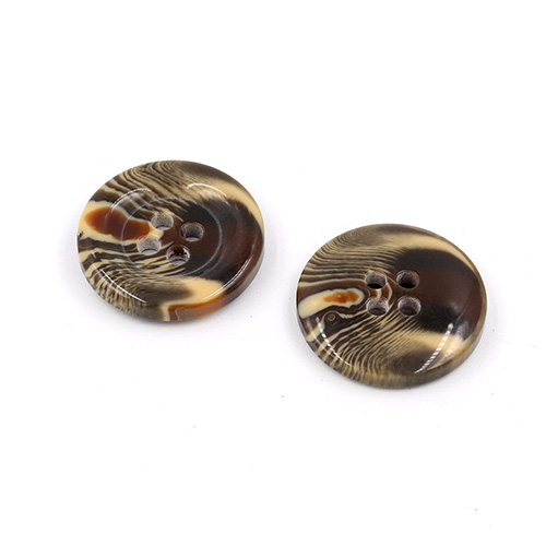 21152 Sullivans 20mm Round Plastic Button With Four Holes  - Raised Rim - Brown Two Tone - 42 In A Tube 