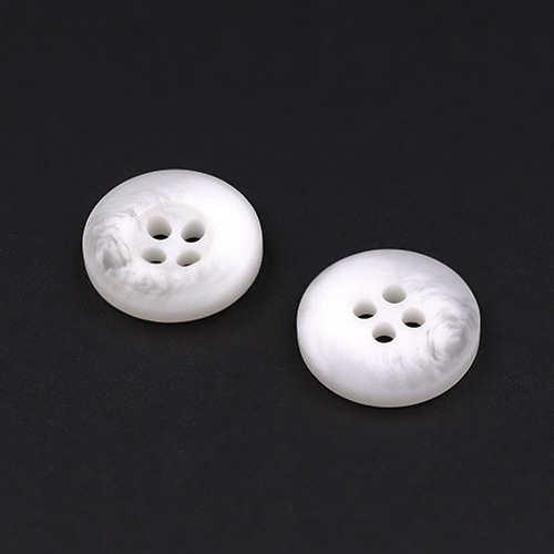 21153 Sullivans 15mm Round Plastic Button With Four Holes  - Raised Rim - Matt White Two Tone - 72 In A Tu