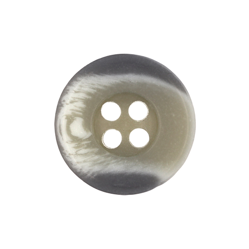 21155 Sullivans 15mm Round Plastic Button With Four Holes  - Raised Rim - Matt Light Grey Two Tone - 72 In