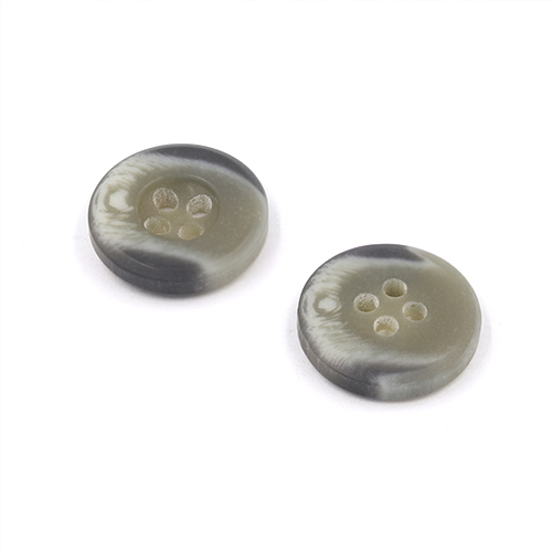 21155 Sullivans 15mm Round Plastic Button With Four Holes  - Raised Rim - Matt Light Grey Two Tone - 72 In