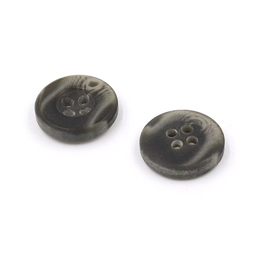 21156 Sullivans 15mm Round Plastic Button With Four Holes  - Raised Rim - Matt Dark Grey Two Tone - 72 In 
