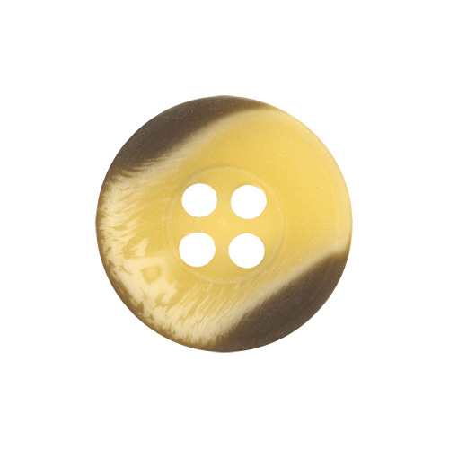 21158 Sullivans 15mm Round Plastic Button With Four Holes  - Raised Rim - Matt Cream Two Tone - 72 In A Tu