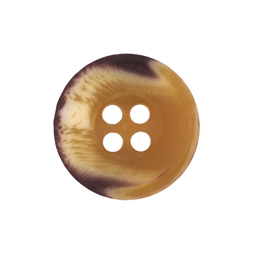 21159 Sullivans 15mm Round Plastic Button With Four Holes  - Raised Rim - Matt Fawn Two Tone - 72 In A Tub