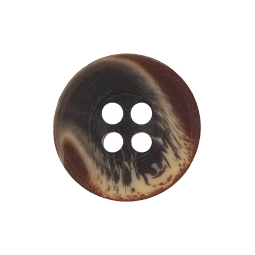 21160 Sullivans 15mm Round Plastic Button With Four Holes  - Raised Rim - Matt Brown Two Tone - 72 In A Tu