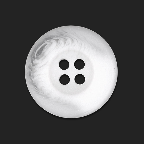 21161 Sullivans 20mm Round Plastic Button With Four Holes  - Raised Rim - Matt White Two Tone - 42 In A Tu