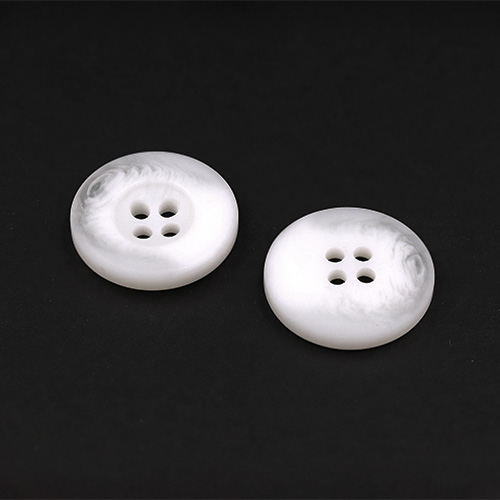 21161 Sullivans 20mm Round Plastic Button With Four Holes  - Raised Rim - Matt White Two Tone - 42 In A Tu