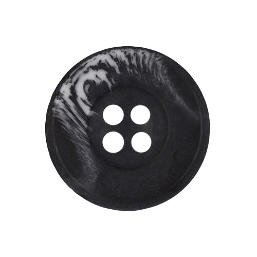 21162 Sullivans 20mm Round Plastic Button With Four Holes  - Raised Rim - Matt Black Two Tone - 42 In A Tu